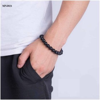 Black Stone Beaded Men's Bracelet MNJ021
