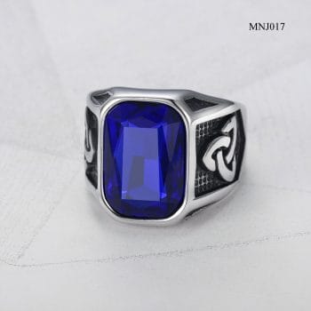 Men's Ruby Fashion Viking Street Titanium Steel Ring MNJ017