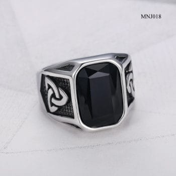 Men's Ruby Fashion Viking Street Titanium Steel Ring MNJ018