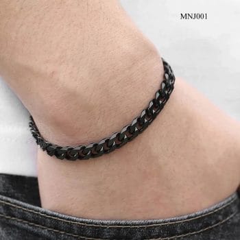 Men‘s Black Chunky Stainless Steel Bracelet MNJ001