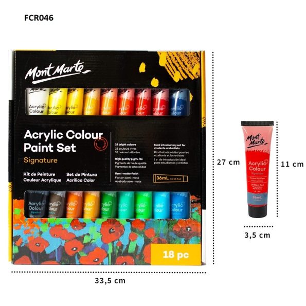 Mont Marte Acrylic Colour Paint Set Signature 18pc x 36ml FCR046