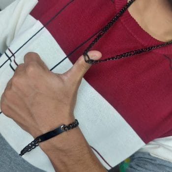 Black Chain and Bracelet set for Men GFT006