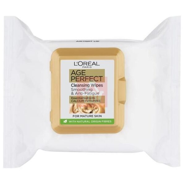 L'oreal Age Perfect Cleansing Wipes For Mature Skin Smoothing & Anti Fatigue 25 Wipes
